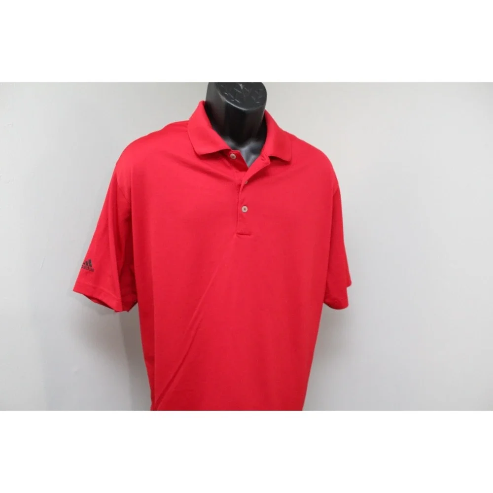 Adidas Golf Polo Red ClimaLite Performance‎ Wicking Short Sleeve Mens 2XL XXL